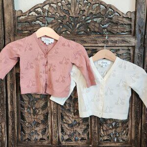 Set of 2 Bon Point Cherry Sweaters, 6m, Twin Girls